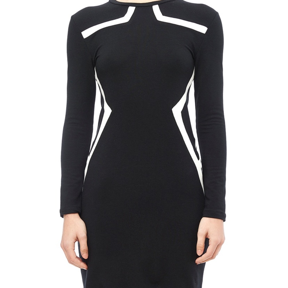 EcoSkin long sleeve colour contrast knit dress
